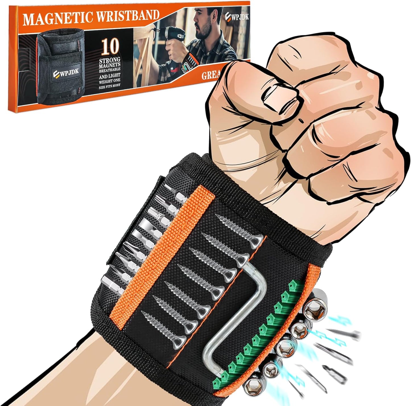 Magnetic Wristband for Holding Tools, Screws, Drill Bits, Nails... Gifts for Men, Women, Kids. Father'S Day Gift Christmas Gifts for Dad, Mom, Kids / Birthday Gifts / Gadget Gifts for Husband, Wife, Kids, Significant Other